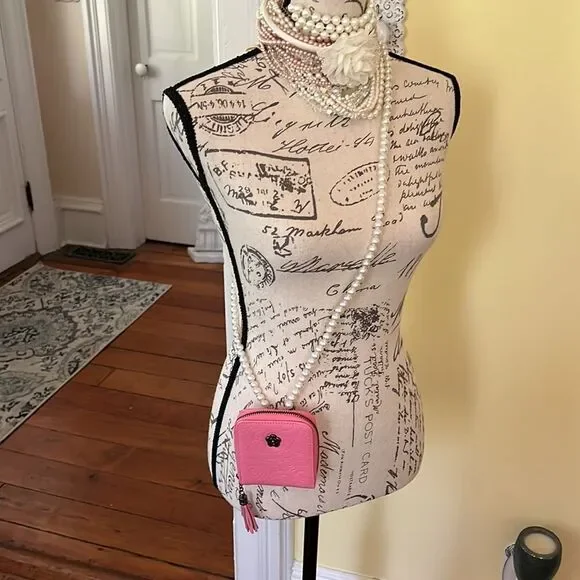 Pink *Camellia* Mini WOC DIY Tassel Card Case Wallet Necklace Chain NEW DIY - Picture 9 of 16